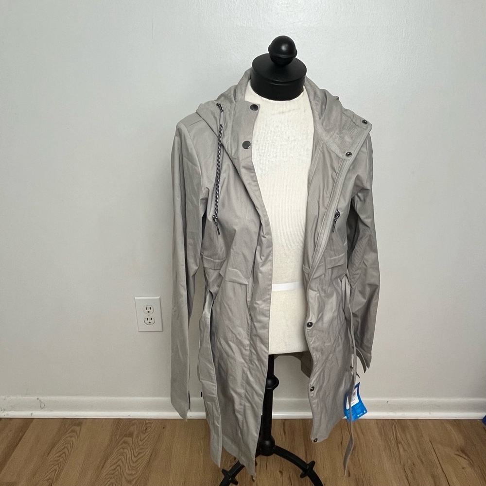 NWT Columbia Gray Hooded Long Sleeve Rain Coat Jacket Size Small - Picture 1 of 11
